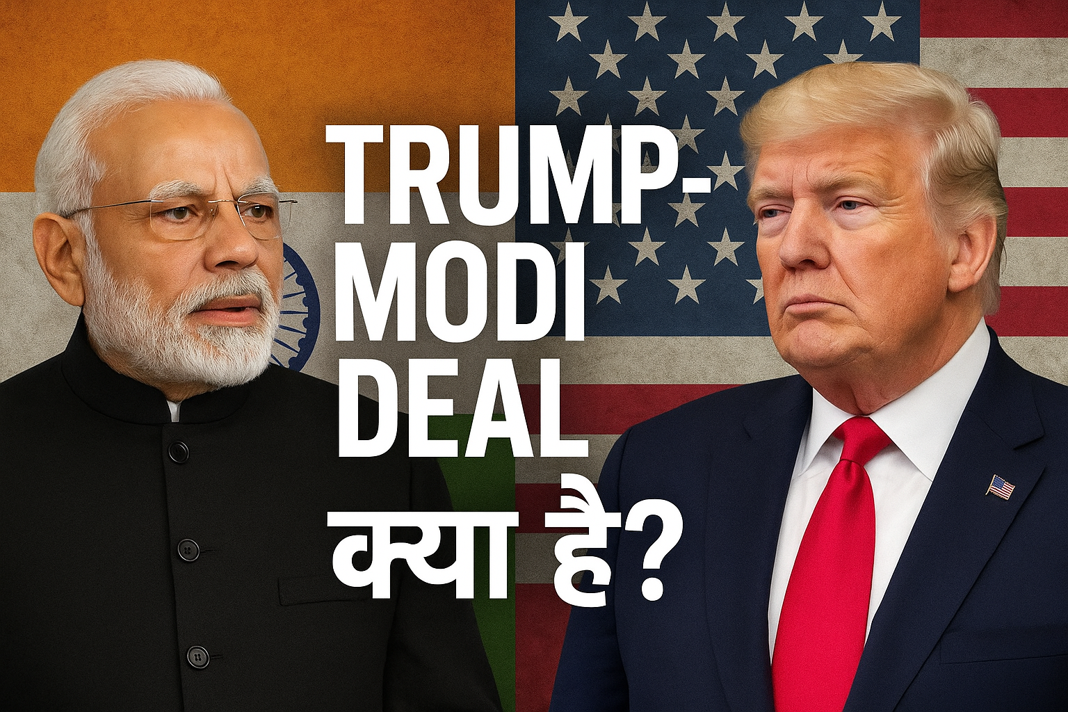 Trump Modi Deal meeting image showing Donald Trump and Narendra Modi discussing global superpower strategy